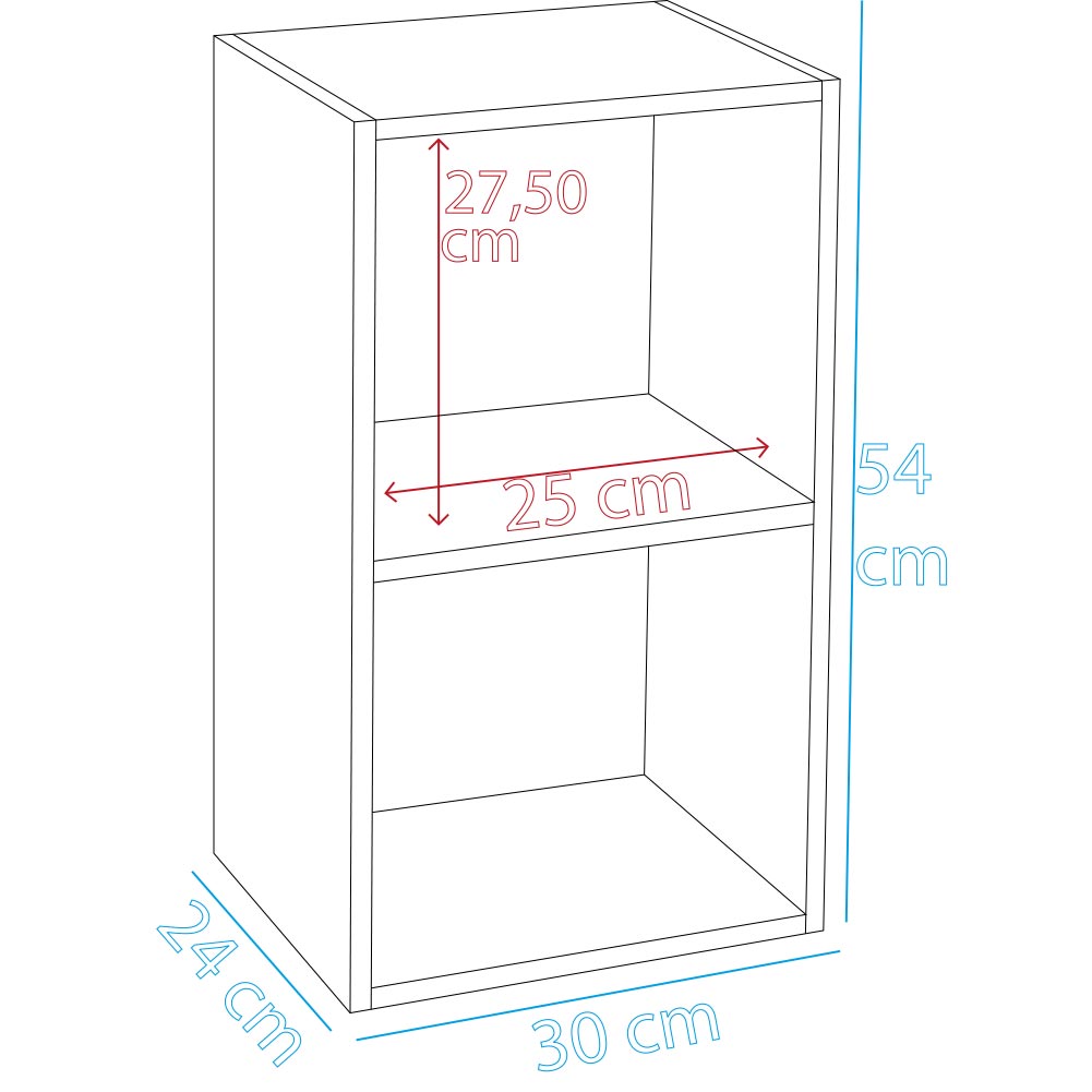 Libreria Scaffalatura 2 Ripiani Salvaspazio in Robusto MDF Grigio 30x24x54 cm