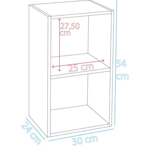 Libreria Scaffalatura 2 Ripiani Salvaspazio in Robusto MDF Grigio 30x24x54 cm