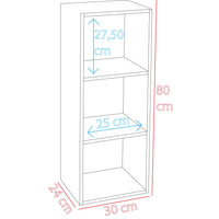 Libreria Scaffalatura 3 Ripiani Salvaspazio in Robusto MDF Grigio 30x24x80 cm