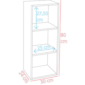 Libreria Scaffalatura 3 Ripiani Salvaspazio in Robusto MDF Grigio 30x24x80 cm