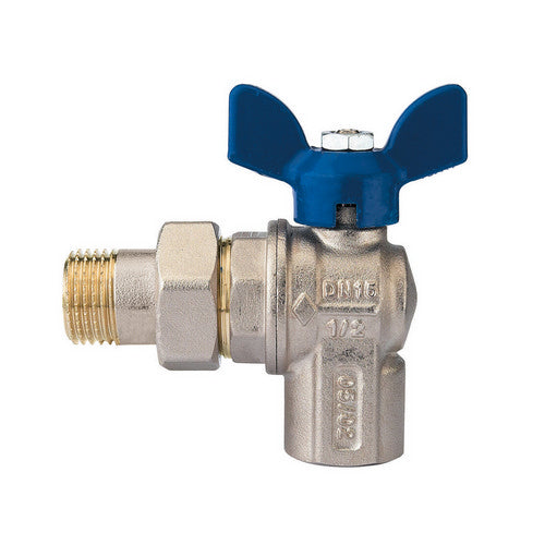 VALVOLA A SFERA A SQUADRA PER COLLETTORI CON FARFALLA IN ALLUMINIO BLU 1/2"  DN 15  PN 30 RB