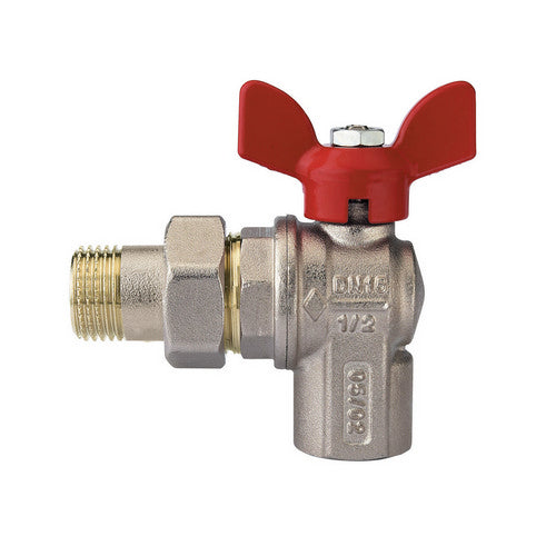 VALVOLA A SFERA A SQUADRA PER COLLETTORI CON FARFALLA ALLUMINIO ROSSA 1/2"  DN 15 RB