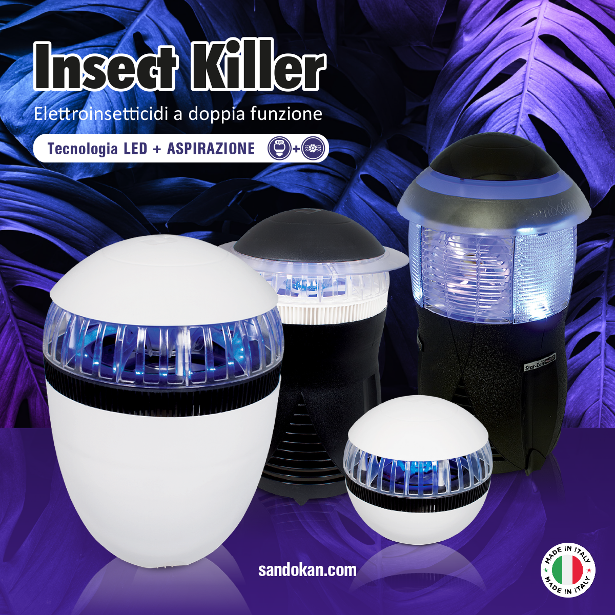 Elettroinsetticida " Mosquito Over  " ad aspirazione con Led UV color Avorio 