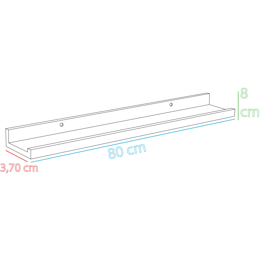 Mensola da Parete Scaffale a Muro in MDF Bianco 80x8x3,70 cm Organizer Minimal