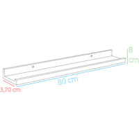 Mensola da Parete Scaffale a Muro in MDF Bianco 80x8x3,70 cm Organizer Minimal