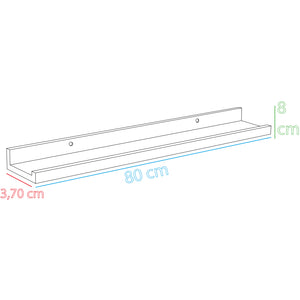 Mensola da Parete Scaffale a Muro in MDF Bianco 80x8x3,70 cm Organizer Minimal