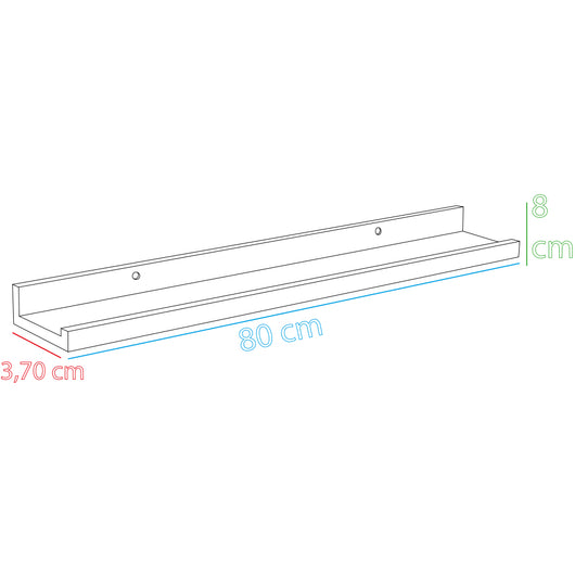 Mensola da Parete Scaffale a Muro in MDF Bianco 80x8x3,70 cm Organizer Minimal
