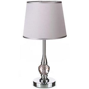 Lampada da Tavolo Design Classico Lume Silver per Comodino Paralume in Tessuto