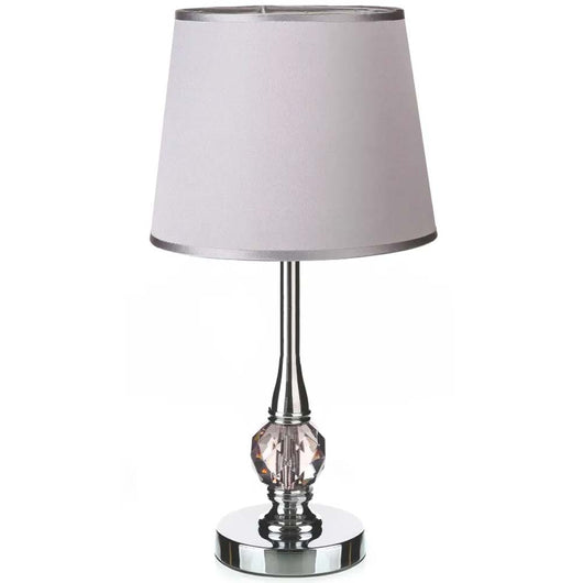 Lampada da Tavolo Design Classico Lume Silver per Comodino Paralume in Tessuto