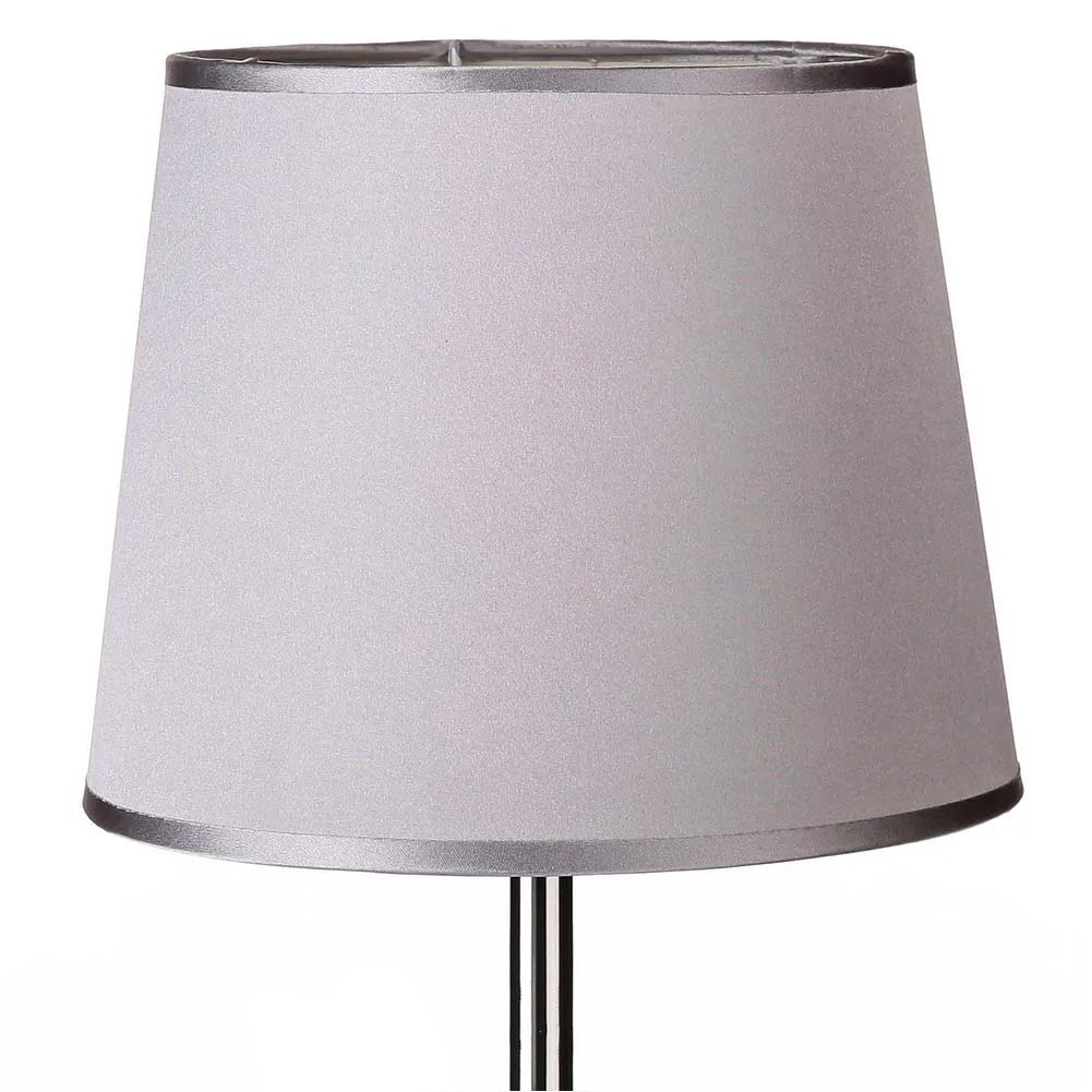 Lampada da Tavolo Design Classico Lume Silver per Comodino Paralume in Tessuto