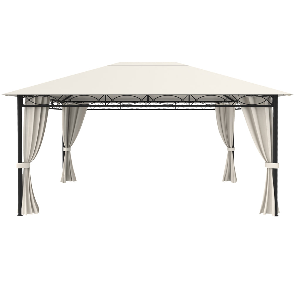 Gazebo 3x4 Metri Robusto Impermeabile Struttura in Ferro Telo Chiusura Zip Beige