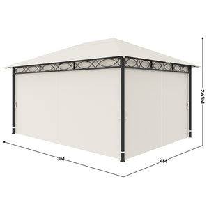 Gazebo 3x4 Metri Robusto Impermeabile Struttura in Ferro Telo Chiusura Zip Beige