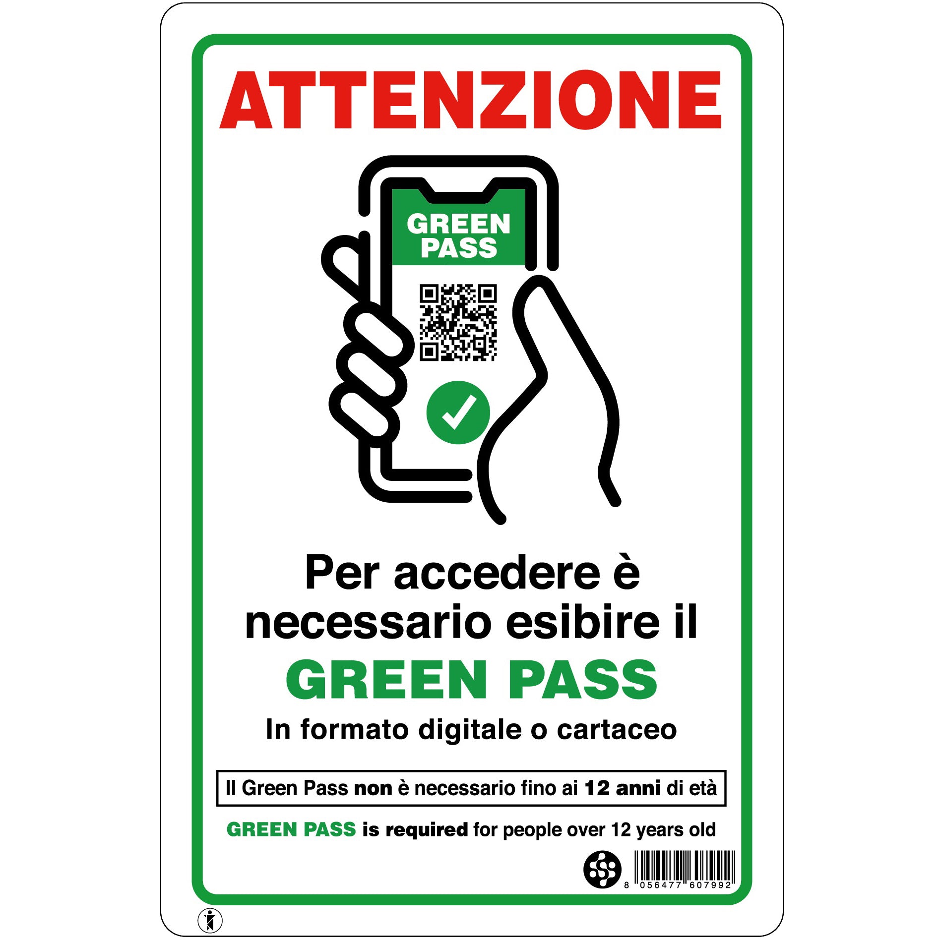 TARGA 20X30 ESIBIRE GREEN PASS  PZ 10 