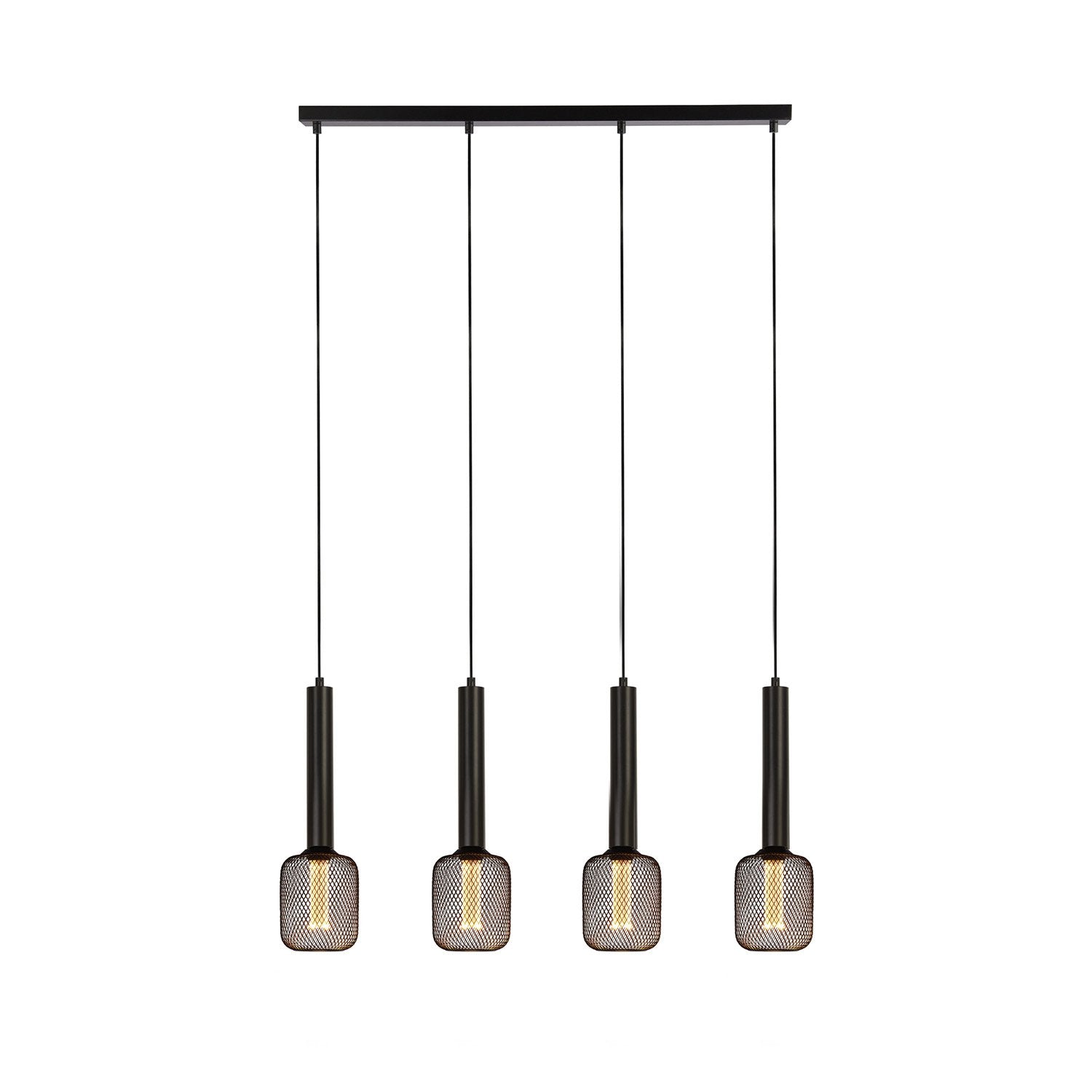 Lampadario Contemporaneo Dulwich Acciaio Nero 4 Luci E27