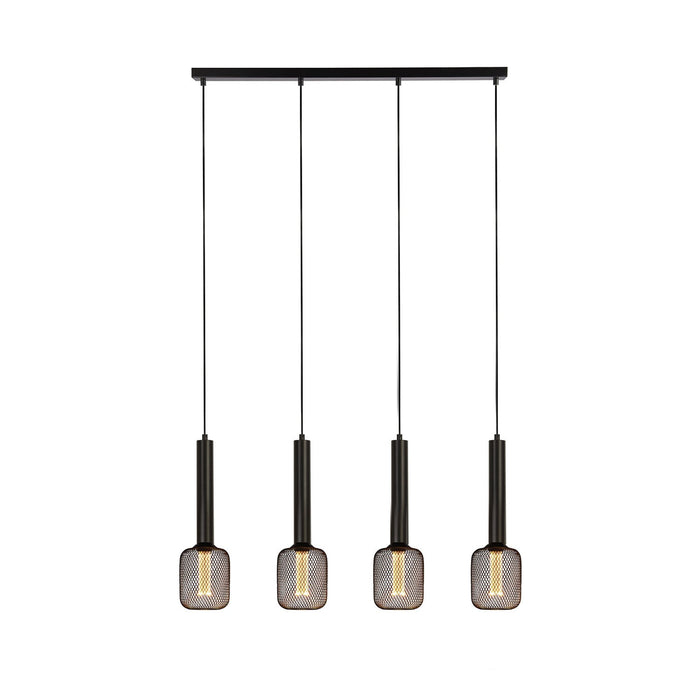 Lampadario Contemporaneo Dulwich Acciaio Nero 4 Luci E27