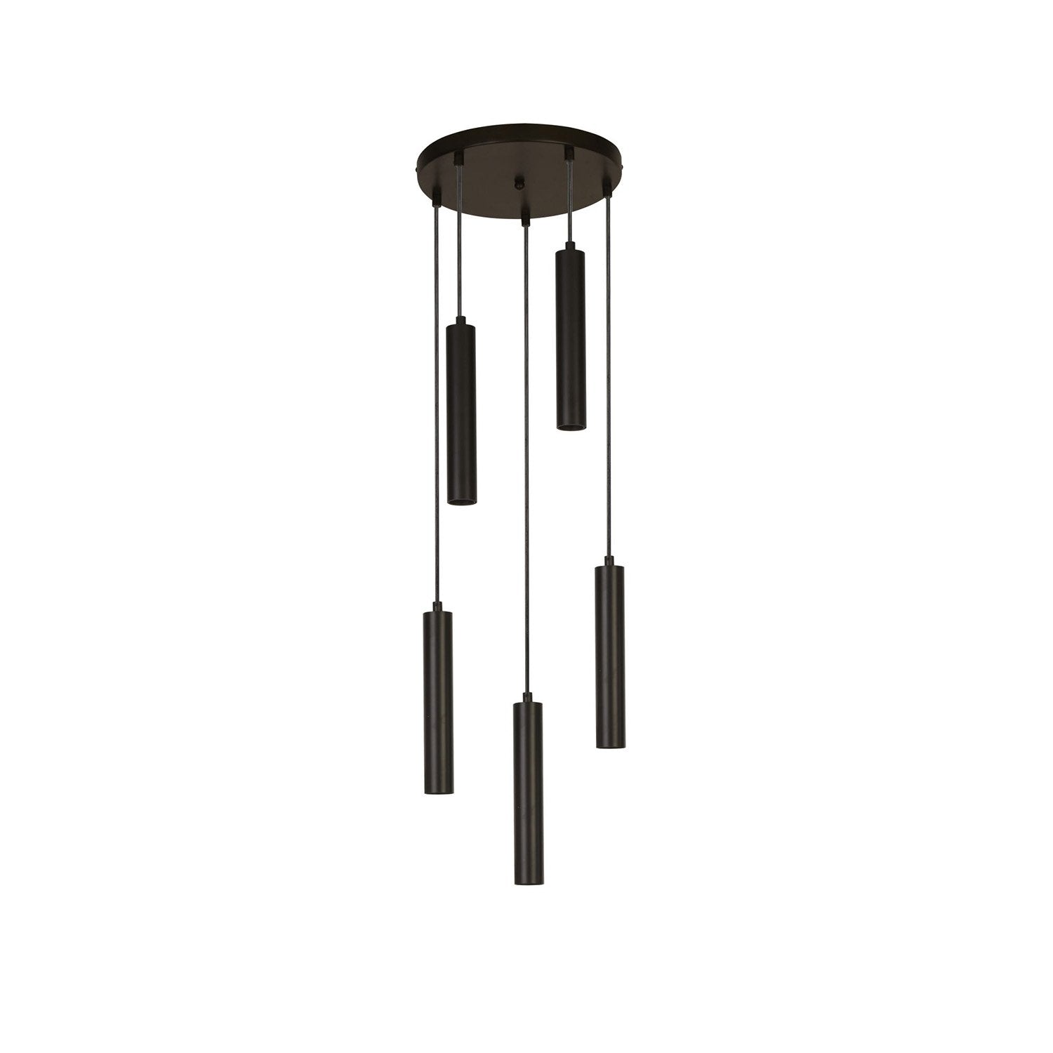 Lampadario Contemporaneo Dulwich Acciaio Nero 5 Luci E27