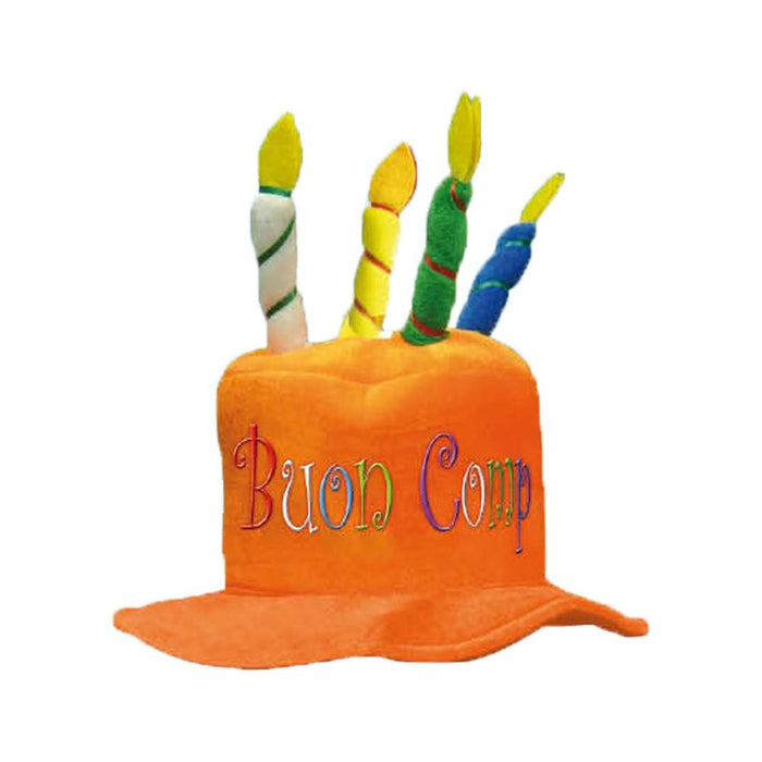 Cappello Buon Compleanno con candele Arancione - Idea regalo scherzo