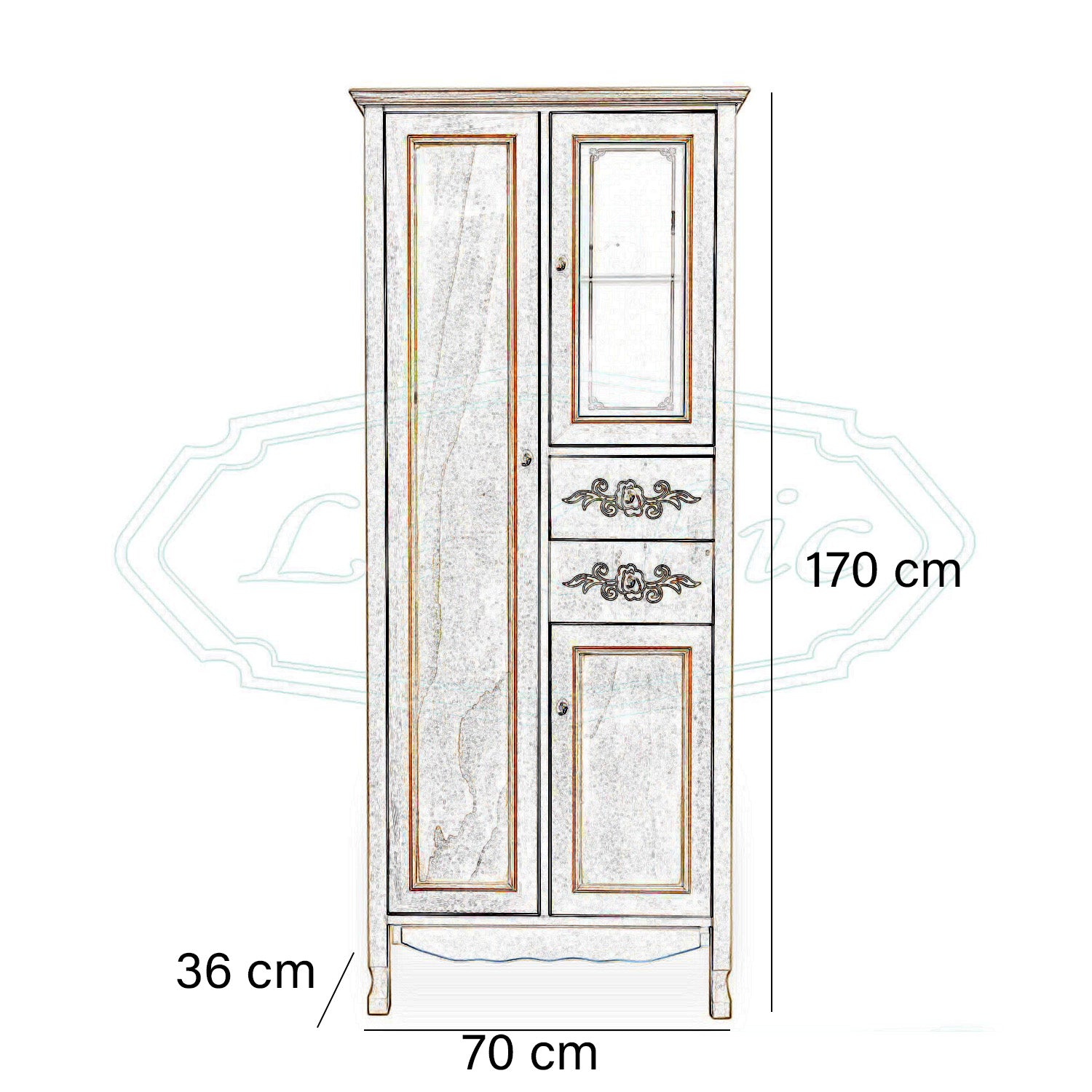 Mobile a colonna multiuso decapè avorio in legno