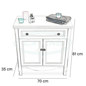 Mobile in stile shabby chic in legno bianco opaco