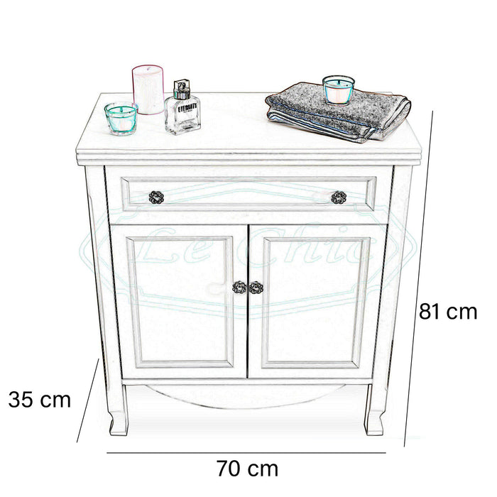 Mobile in stile shabby chic in legno bianco opaco