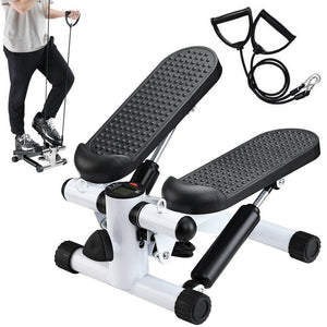 Stepper Allenamento Cardio Fitness Palestra Antiscivolo + Manubri Elastici Bianco