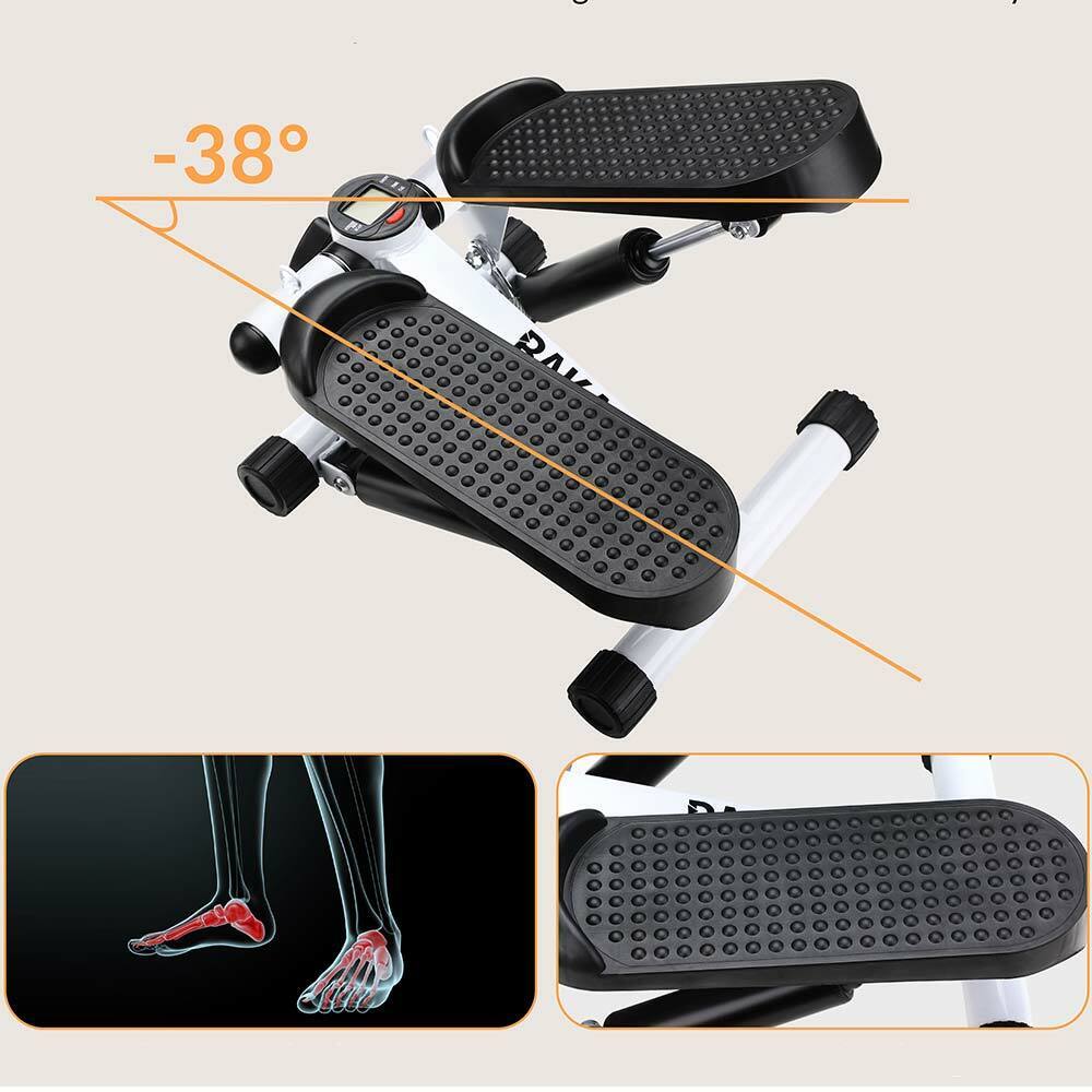 Stepper Allenamento Cardio Fitness Palestra Antiscivolo + Manubri Elastici Bianco