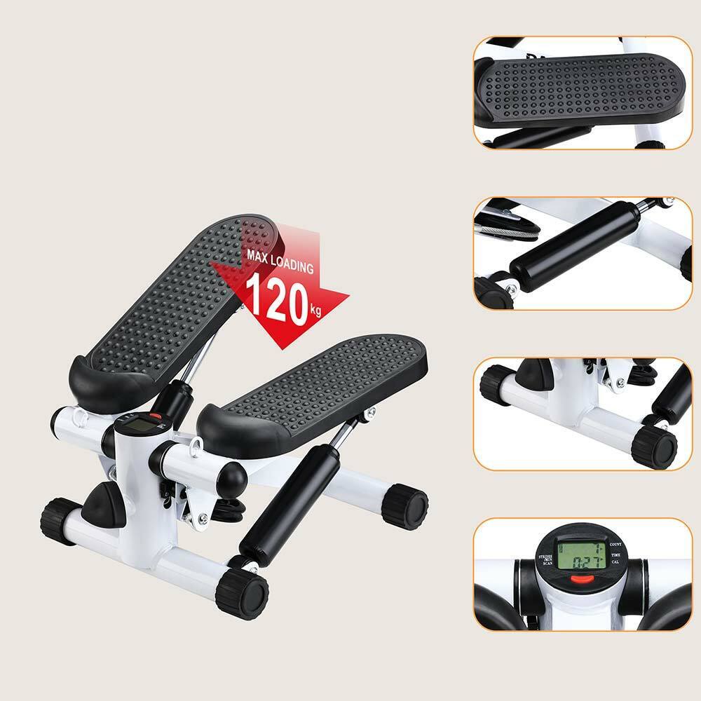 Stepper Allenamento Cardio Fitness Palestra Antiscivolo + Manubri Elastici Bianco