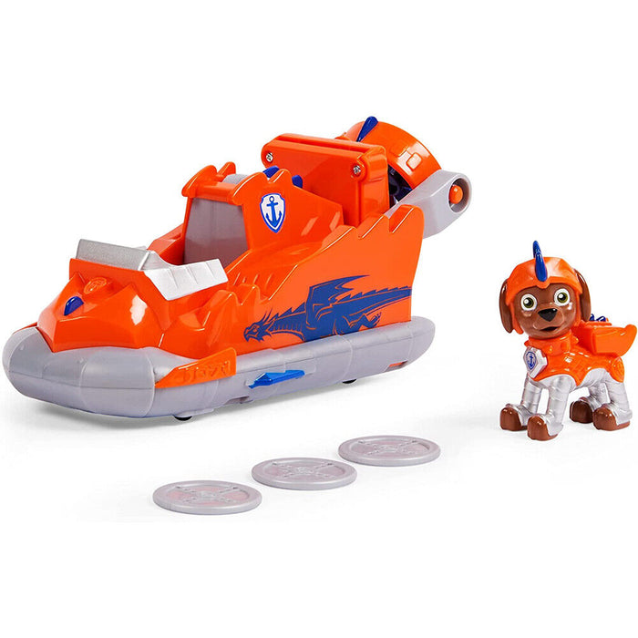 Paw Patrol Veicolo Rescue Knight Gioco Sparaproiettili con Personaggio Zuma