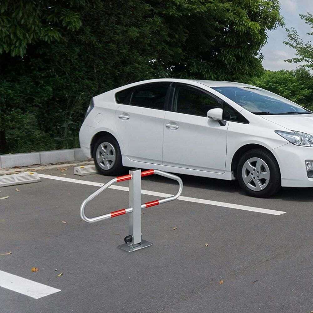 Barra Palo Dissuasore Parcheggio Auto Ribaltabile Rotondo Chiave Lucchetto