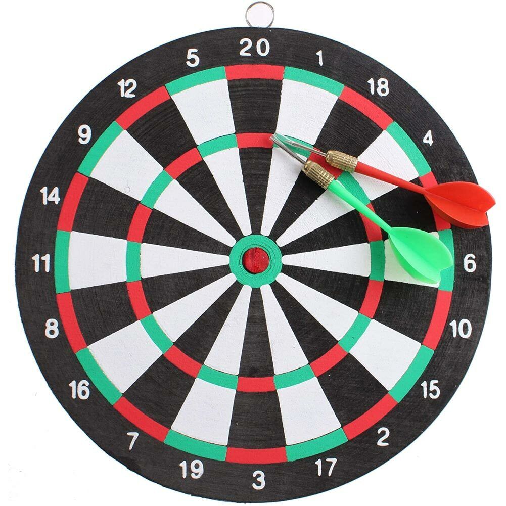 Gioco Tirassegno Tiro al Bersaglio con 2 Freccette Dart Board Sport Game 24cm