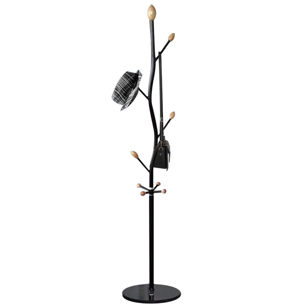 Attaccapanni Appendiabiti Piantana Forma Albero Metallo 8 Ganci Nero 38x38x175cm