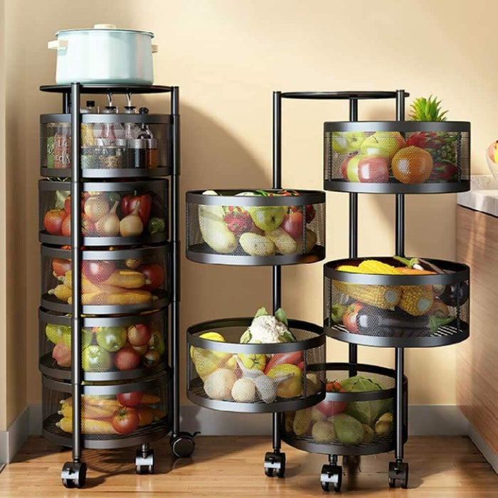 Carrello Trolley Cucina in Metallo 6 Ripiani 30x85 4 Ruote Salvaspazio Nero