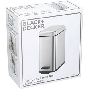 Pattumiera a Pedale Black Decker 5 Litri in Acciaio Inox Silver Casa Ufficio