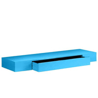 Mensola Cassetto Sospeso da Parete Scaffale in Legno MDF Blu 80x25x8cm