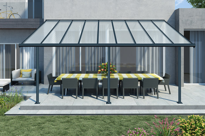 Pergola Addossata in Alluminio Olympia 3X5.5 m Grigio