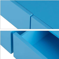 Mensola Doppio Cassetto Angolo Sospeso Parete Scaffale Angolare Legno MDF Blu