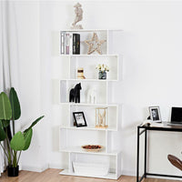 Libreria Design Moderna Scaffale 6 Ripiani 190x80x24cm Casa Ufficio Bianco