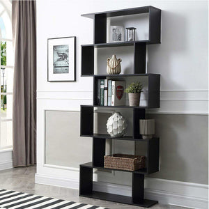 Libreria Design Moderna Scaffale 6 Ripiani 190x80x24cm Casa Ufficio Nero