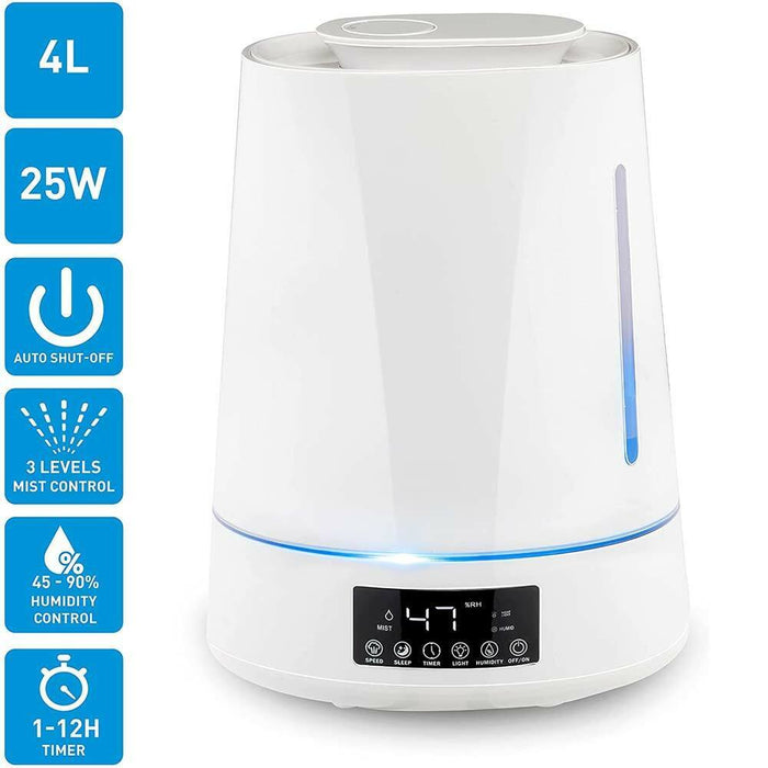 Umidificatore Ambiente 25W Contenitore Acqua 4L Evaporatore Potenza Regolabile