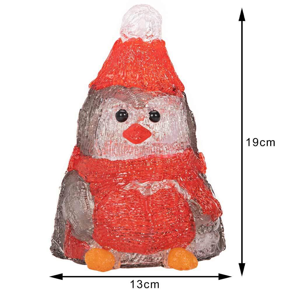 Pinguino Forma Acrilica Addobbo Natalizio Led Illuminazione Esterni e Interni