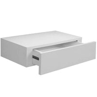 Mensola Cassetto Sospeso da Parete Scaffale in Legno MDF Bianco 40x24x10cm