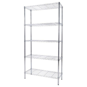 Scaffale 5 Ripiani 90x45x180cm in Acciaio Inox Cromato Mobile Libreria Multiuso