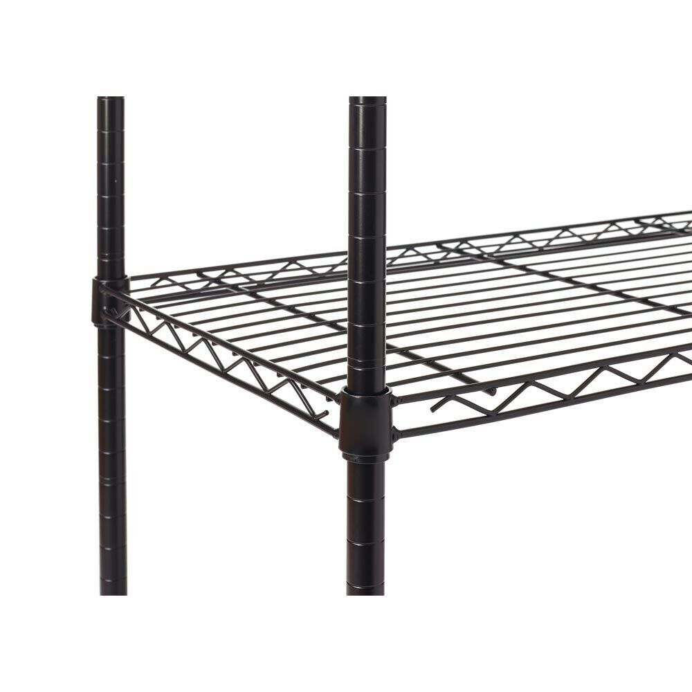 Scaffale 4 Ripiani Acciaio Mobile Libreria Multiuso 4 Ruote 90x45x180 Cromo Nero