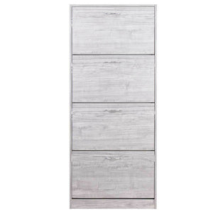 Scarpiera 4 Ante Ripiani Porta Scarpe Doppia Profondita Legno 63x24x150 Grigio