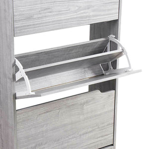 Scarpiera 3 Ante Ripiani Porta Scarpe Doppia Profondita Legno 63x24x115 Grigio