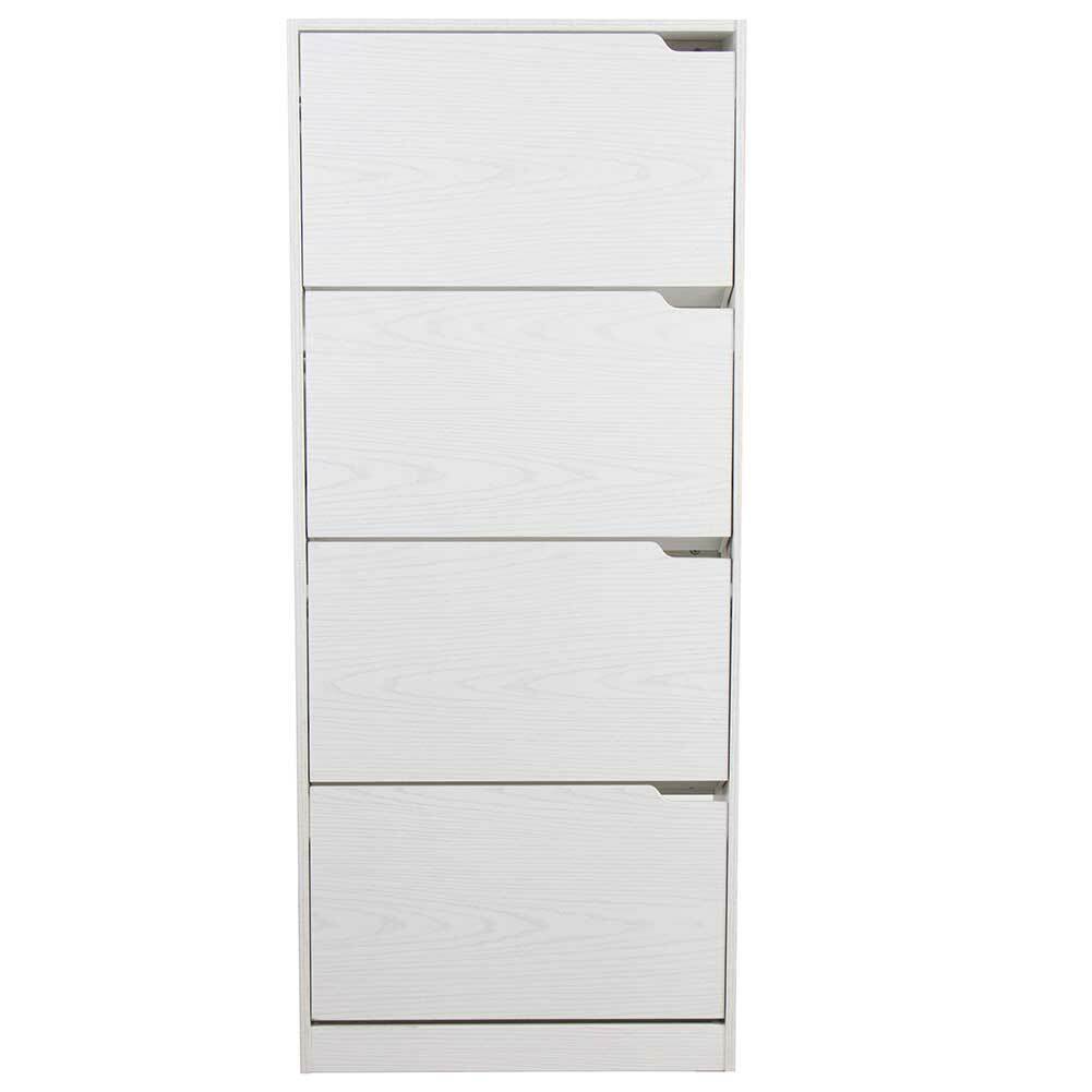 Scarpiera 4 Ante Ripiani Doppia Profondita Legno MDF 63x24x150 Bianco Frassinato