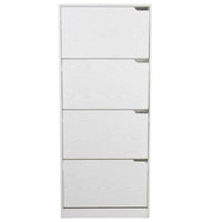 Scarpiera 4 Ante Ripiani Doppia Profondita Legno MDF 63x24x150 Bianco Frassinato