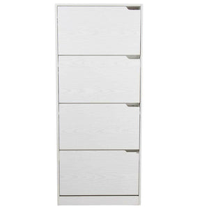 Scarpiera 4 Ante Ripiani Doppia Profondita Legno MDF 63x24x150 Bianco Frassinato