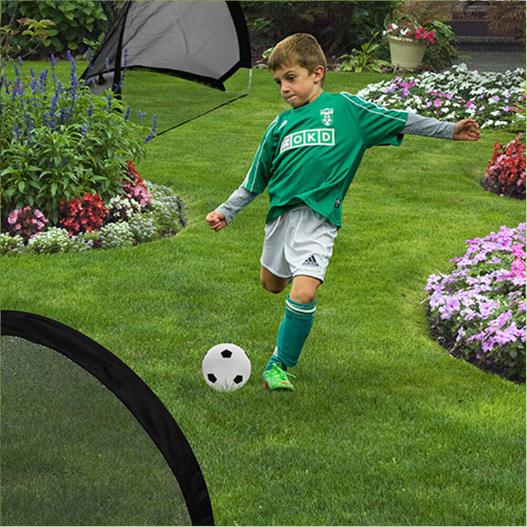 Set 2 Porte da Calcio Pop-Up Pieghevoli Bambini con Pallone e Custodia 120x86cm