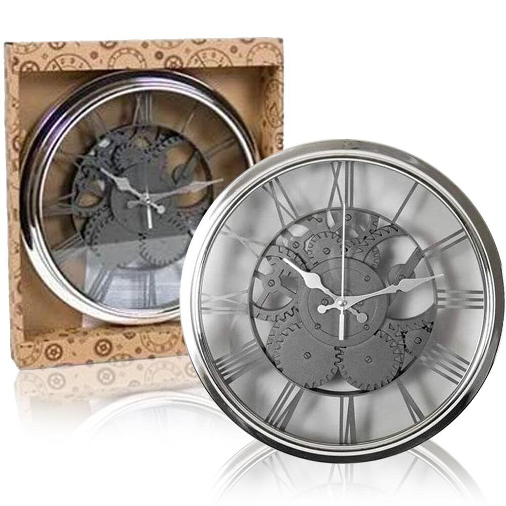 Orologio da Parete 30 CM Numeri Romani Stile Classico a Batterie Colore Argento